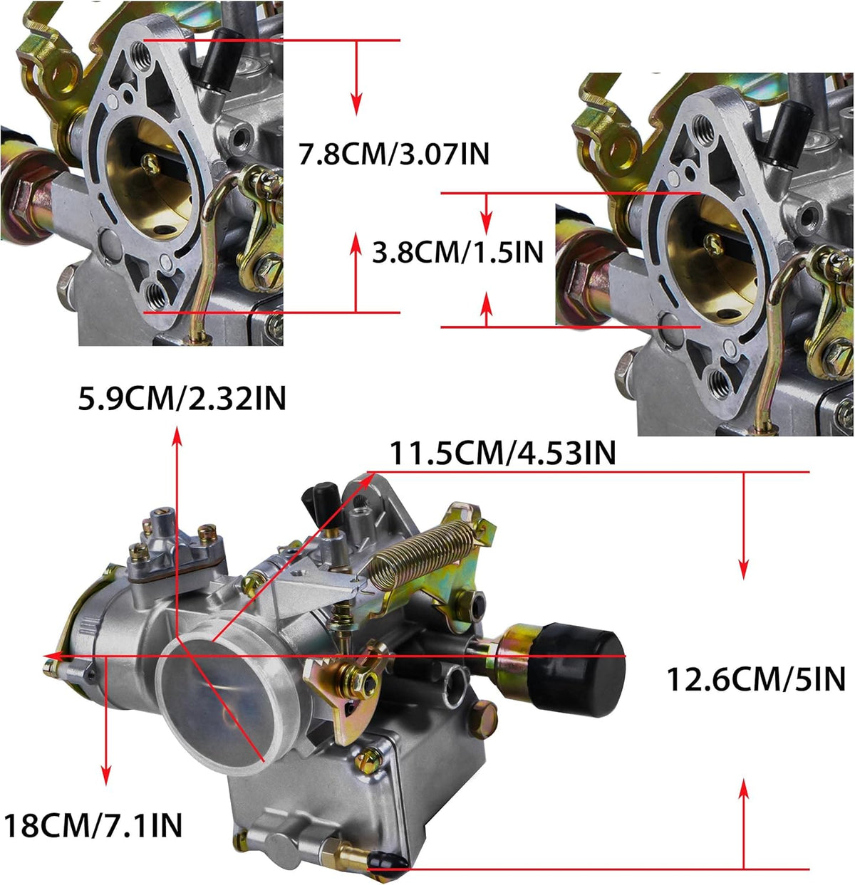 Carburetor for VW Beetles 1971-1979 Dual Port 1600cc Engine 12V Air Cooled Type 1 Engines Automatic Choke Pack of 2 X6066