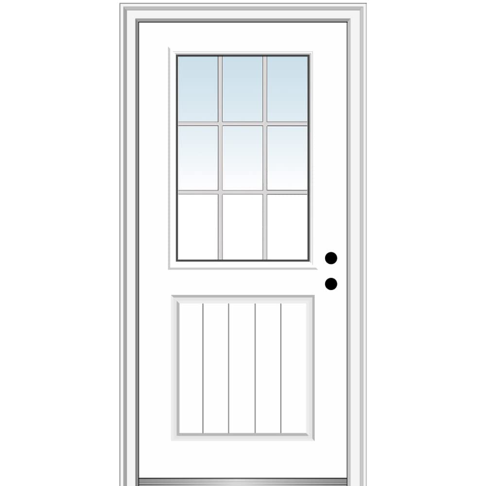 Primed Fiberglass 1/2 Lite 1-Panel Prehung Entry Door 36" x 80" Z358154