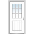 Primed Fiberglass 1/2 Lite 1-Panel Prehung Entry Door 36" x 80" Z358154