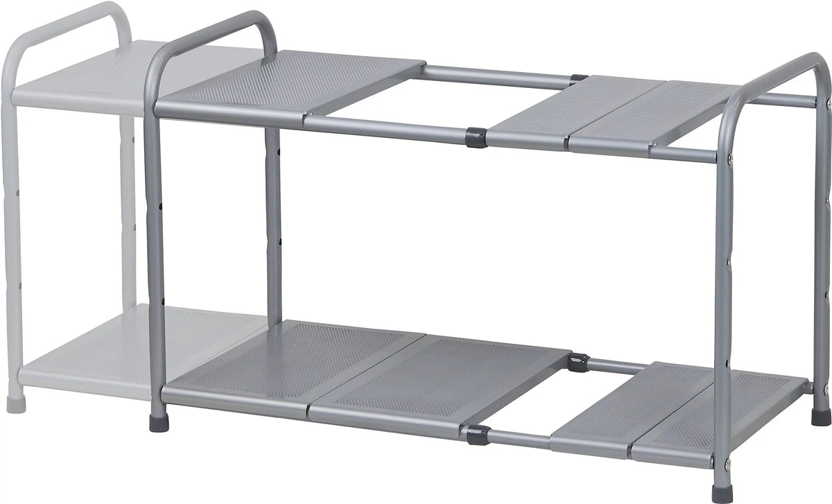 Under Sink 2 Tier Expandable Shelf Organizer Rack, Silver A286