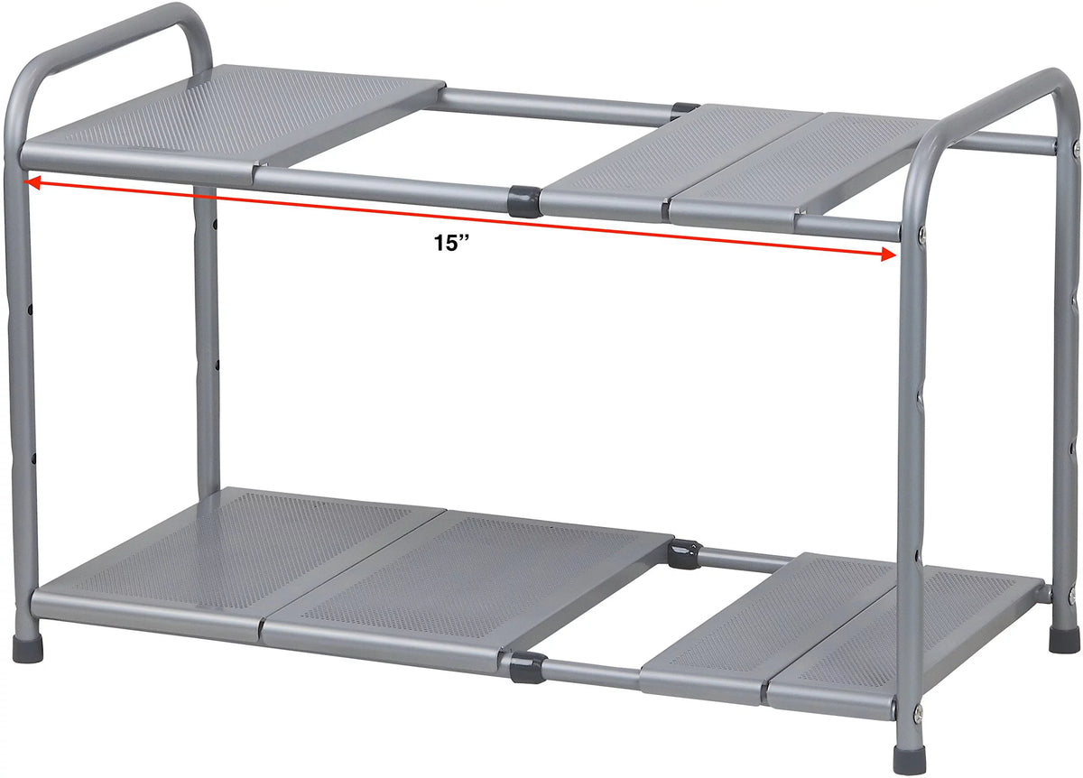 Under Sink 2 Tier Expandable Shelf Organizer Rack, Silver A286
