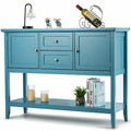 Blue Wooden Sideboard Buffet Table with Drawers and Storage Cabinets Z377113