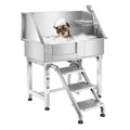 34" Stainless Steel Pet Dog Grooming Bath Tub with Walk-in Stairs L895