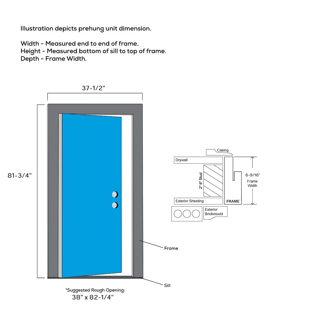 Primed Fiberglass 1/2 Lite 1-Panel Prehung Entry Door 36" x 80" Z358154