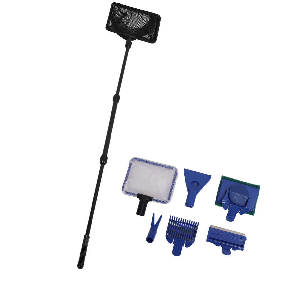 5 in 1 Aquarium Cleaning Kit with Scraper Gravel Rake Sponge Brush Fish Net M1471