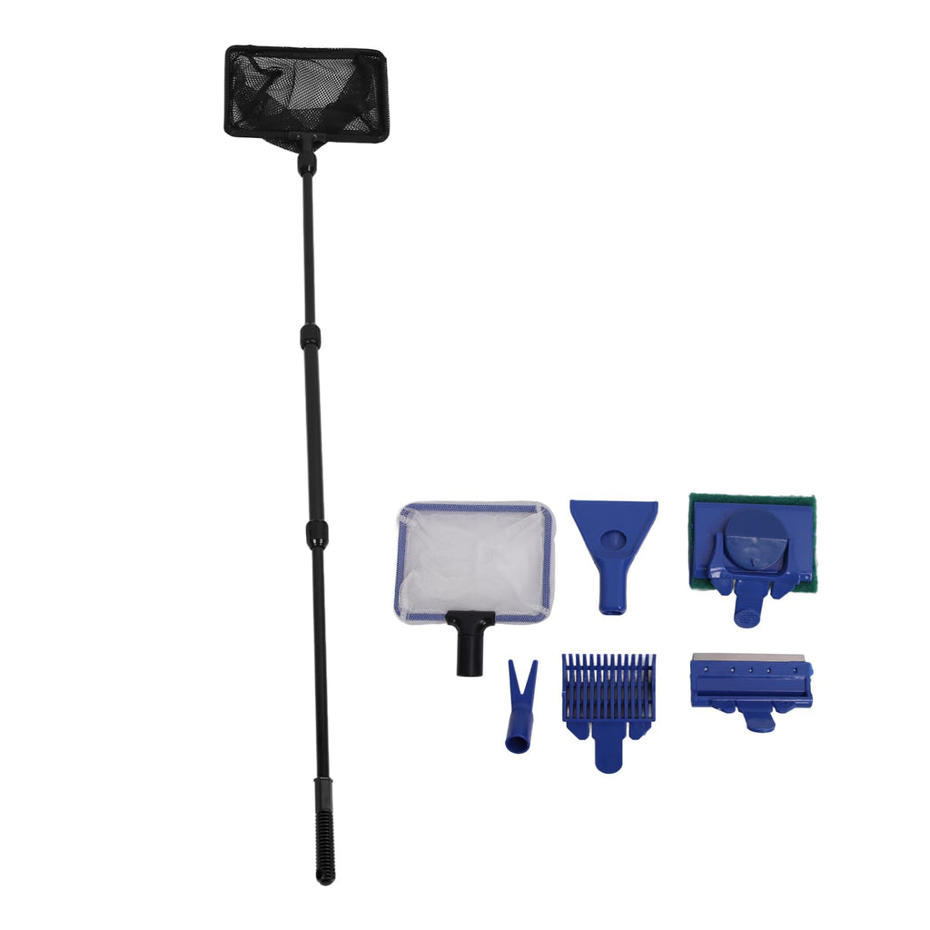 5 in 1 Aquarium Cleaning Kit with Scraper Gravel Rake Sponge Brush Fish Net M1471