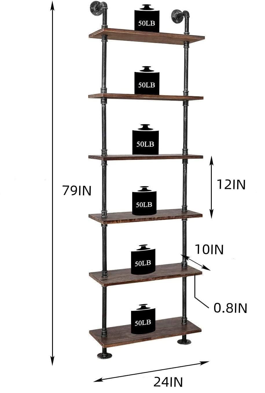 Industrial Pipe Rustic Wood Bookshelf S270151