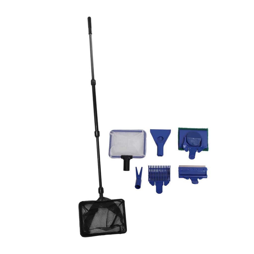 5 in 1 Aquarium Cleaning Kit with Scraper Gravel Rake Sponge Brush Fish Net M1471