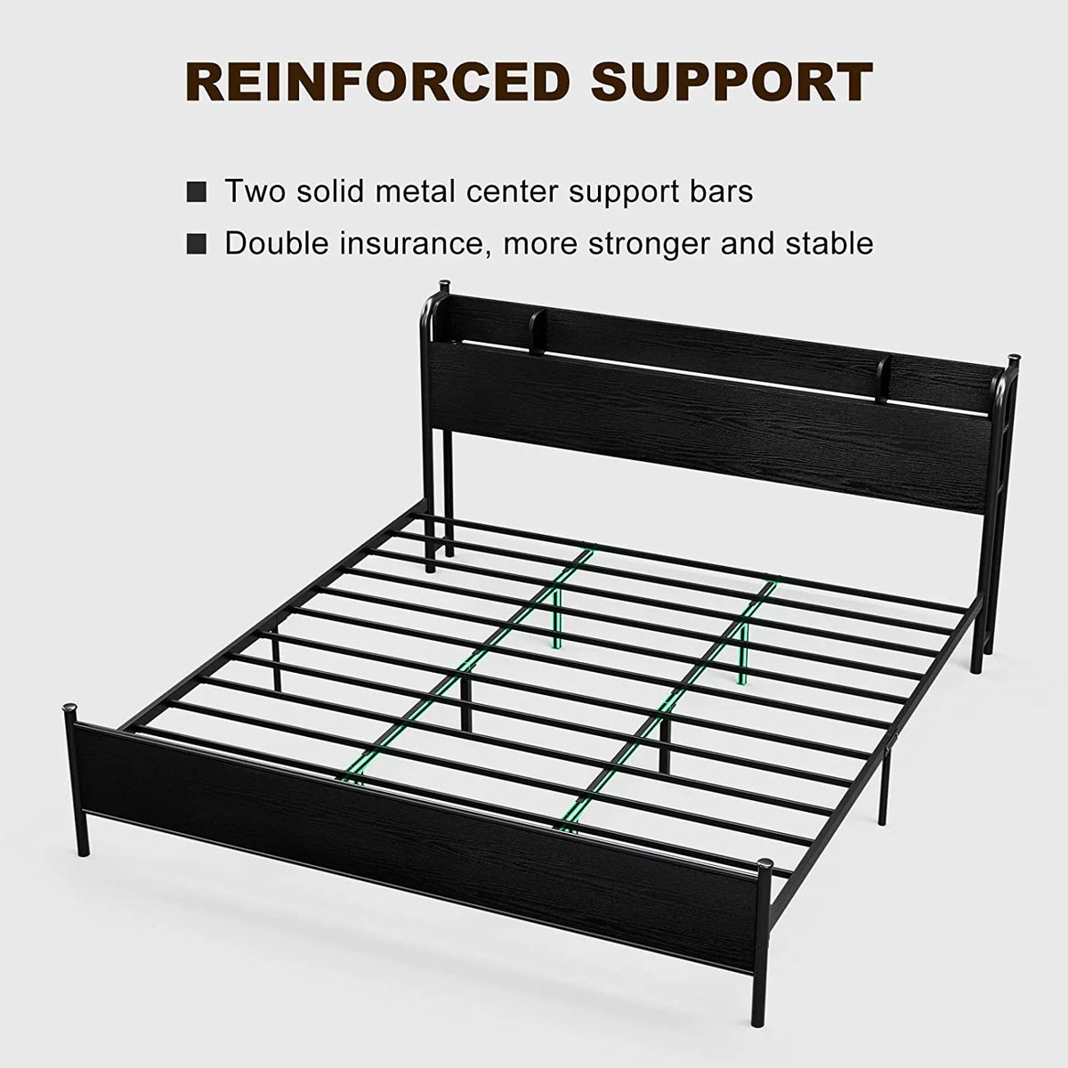 Black Twin XL LED Bed Frame with Storage Headboard and USB Ports Y911818