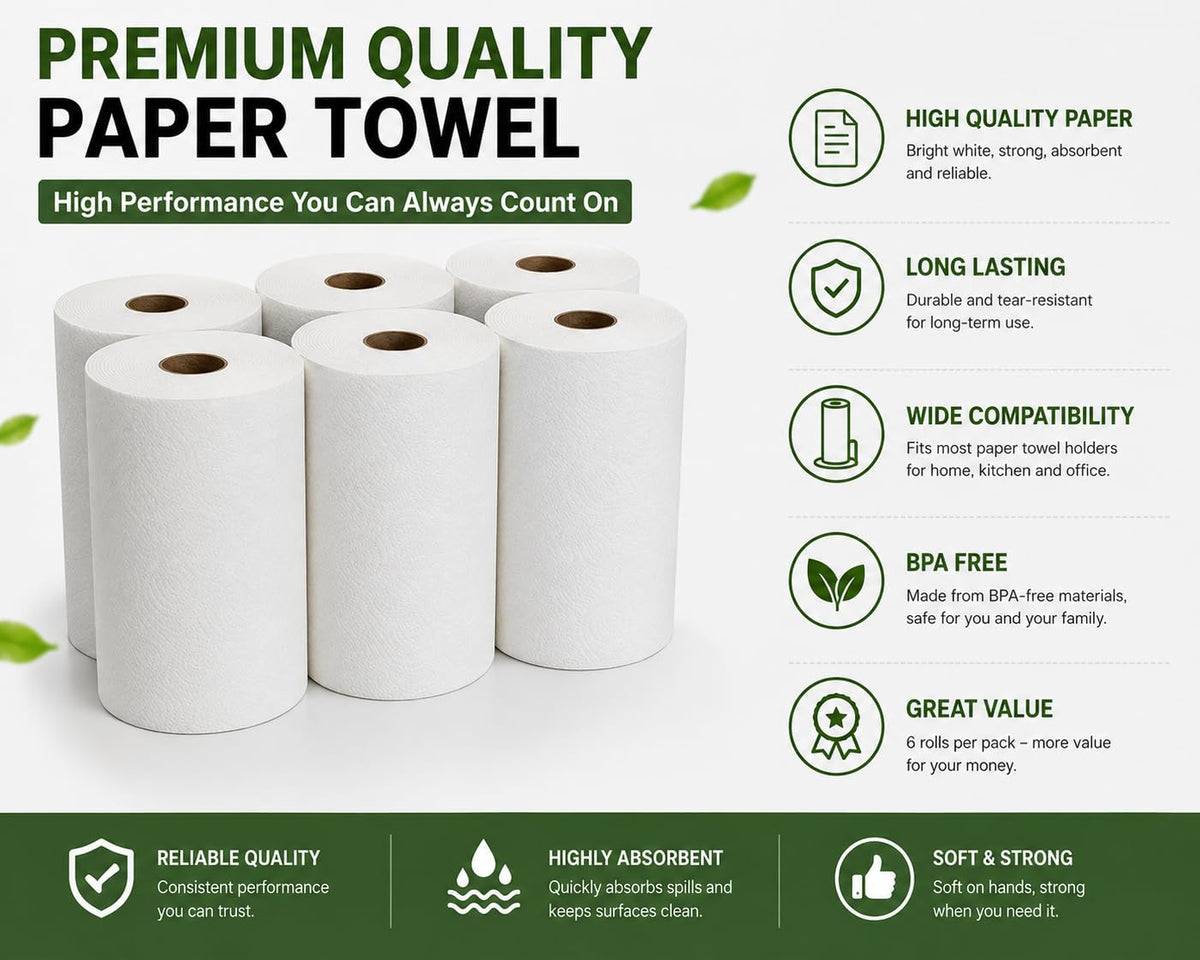 White Paper Towels 6 Rolls O2720