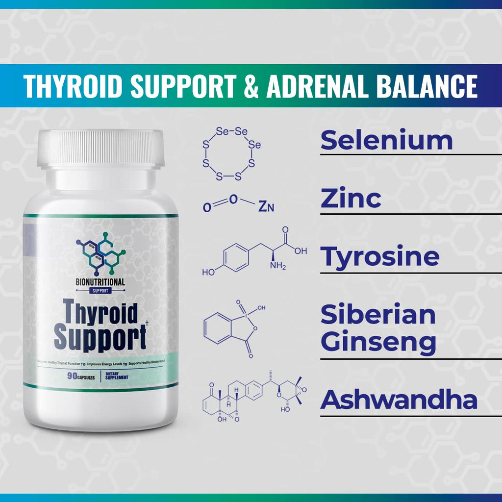 Thyroid Support - Ltyrosine, Iodine, Vitamin B12 Complex, Zinc, Selenium, Ashwagandha, Copper K378485