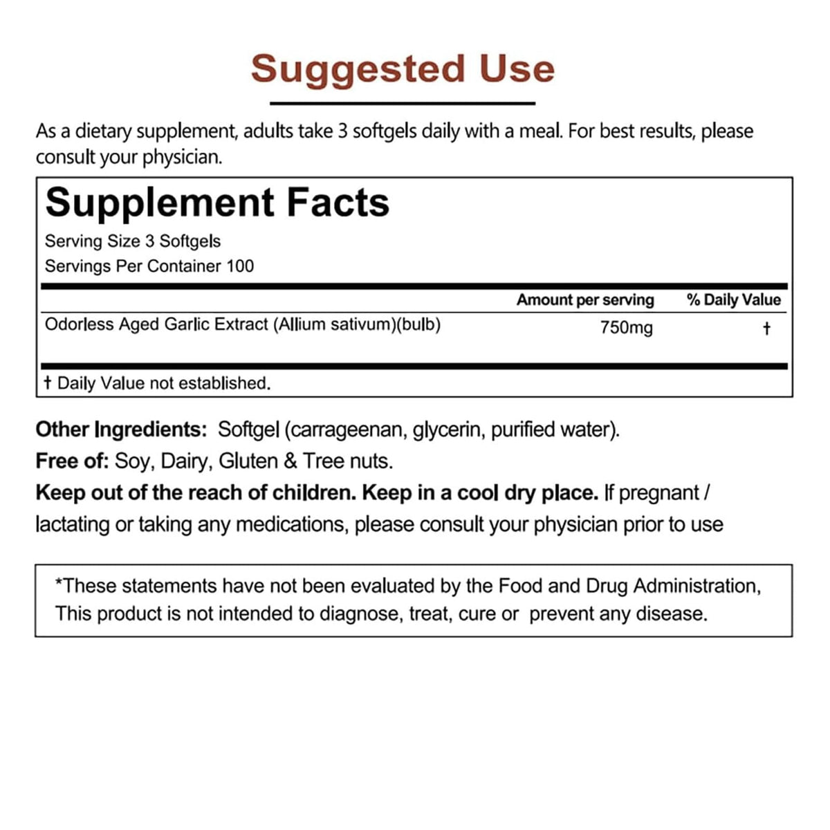 Odorless Garlic Extract 300 Softgels O52907