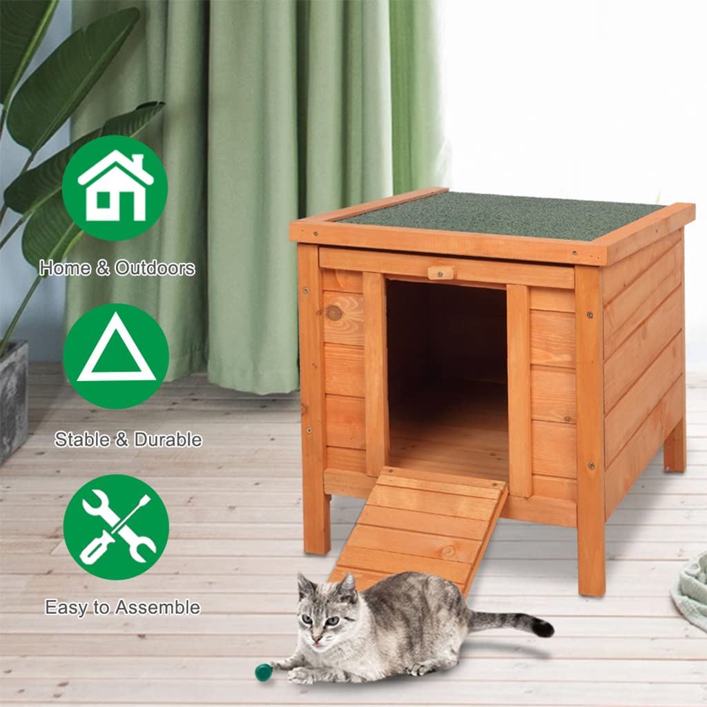 Weatherproof Wooden Cat House H7517
