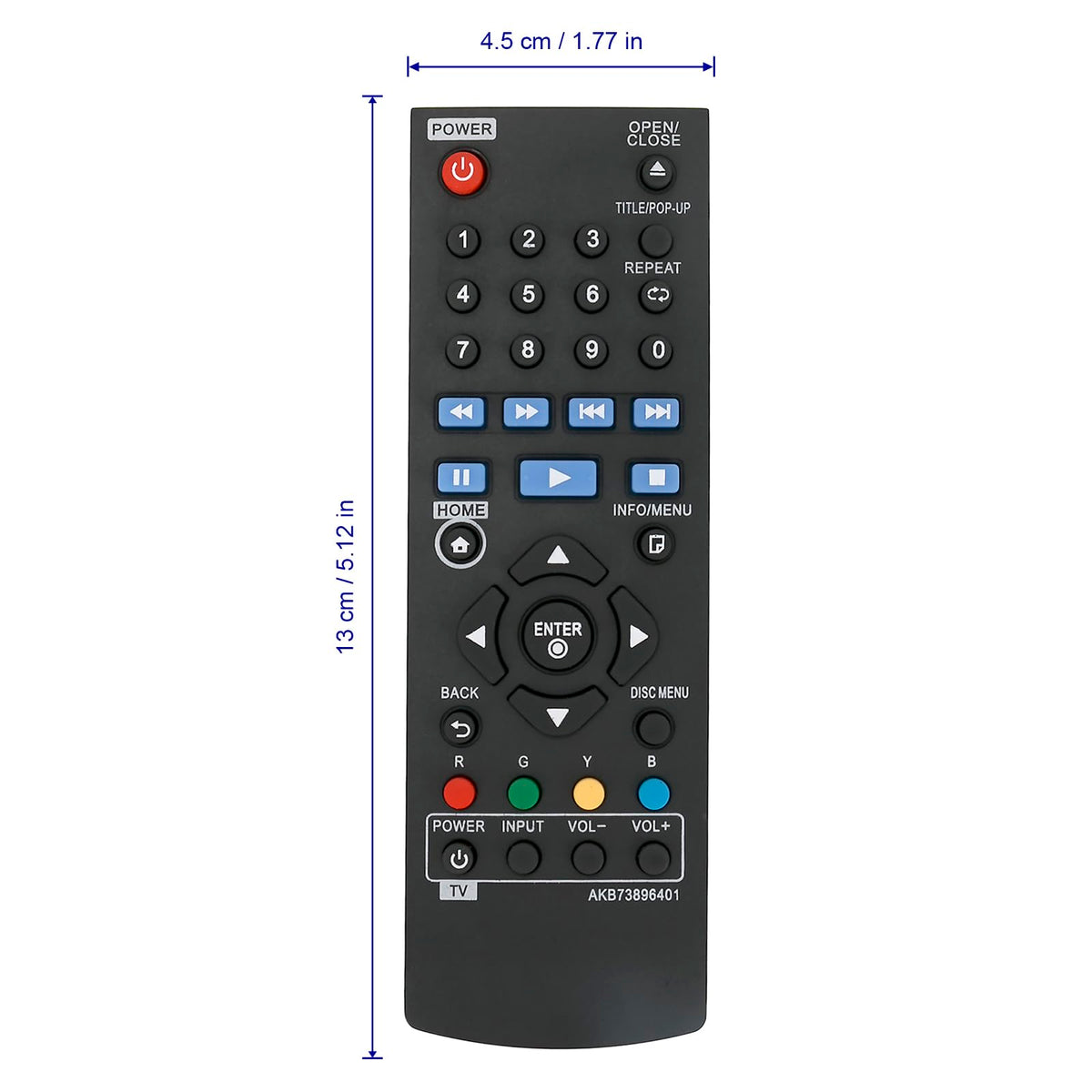 Replace Remote Control Compatible with Blu-ray Disc Player B8805