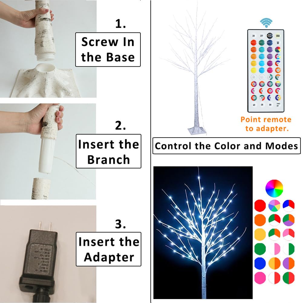 5 ft RGB Lighted Birch Tree U590