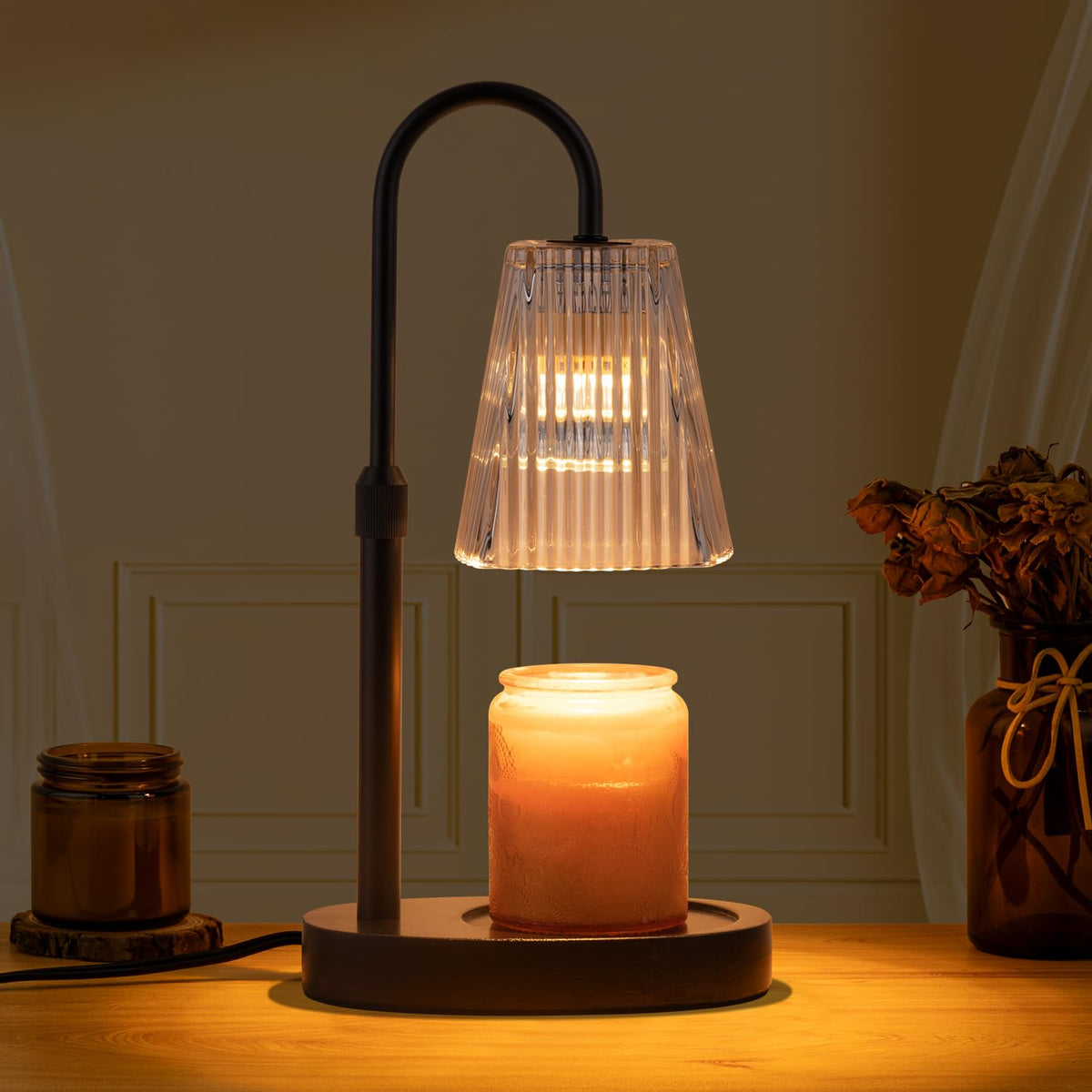 Electric Candle Warmer Lamp with Dimmer Adjustable Height Timer Glass R6022