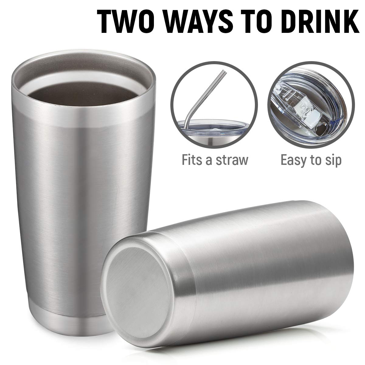 20oz Stainless Steel Insulated Tumbler with Lid and Straw 8 Pack M975432