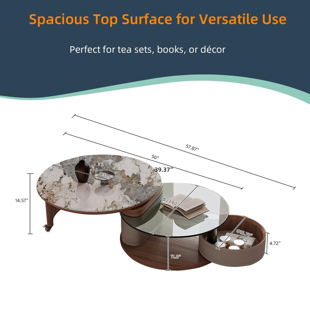 Round Expandable Coffee Table with Hidden Storage D792