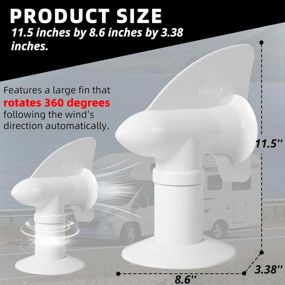 White RV Rotating Sewer Plumbing Vent Cover L18515