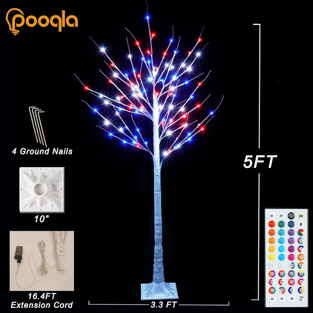 5 ft RGB Lighted Birch Tree U590