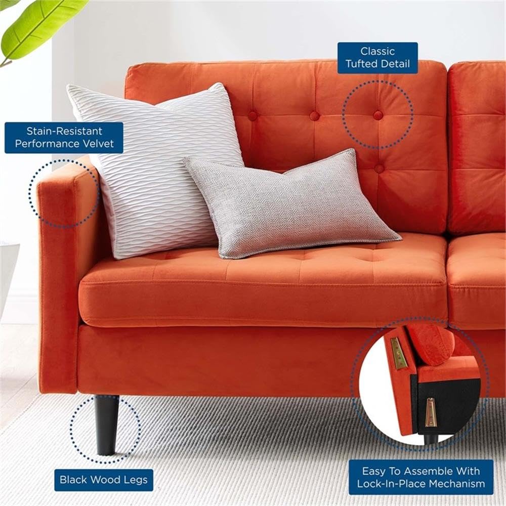 Orange Velvet Sofa N9987