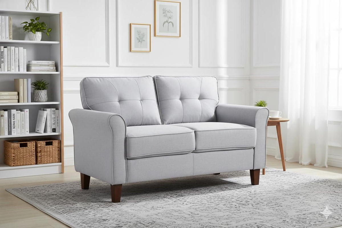 Light Gray Tufted Upholstered Loveseat Sofa H35877