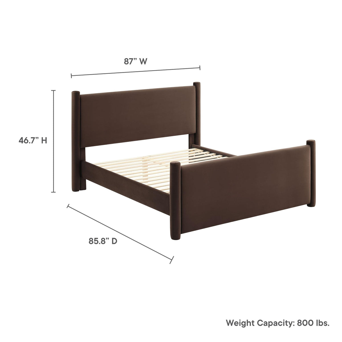 King Size Upholstered Platform Bed Frame with Headboard and Footboard L619