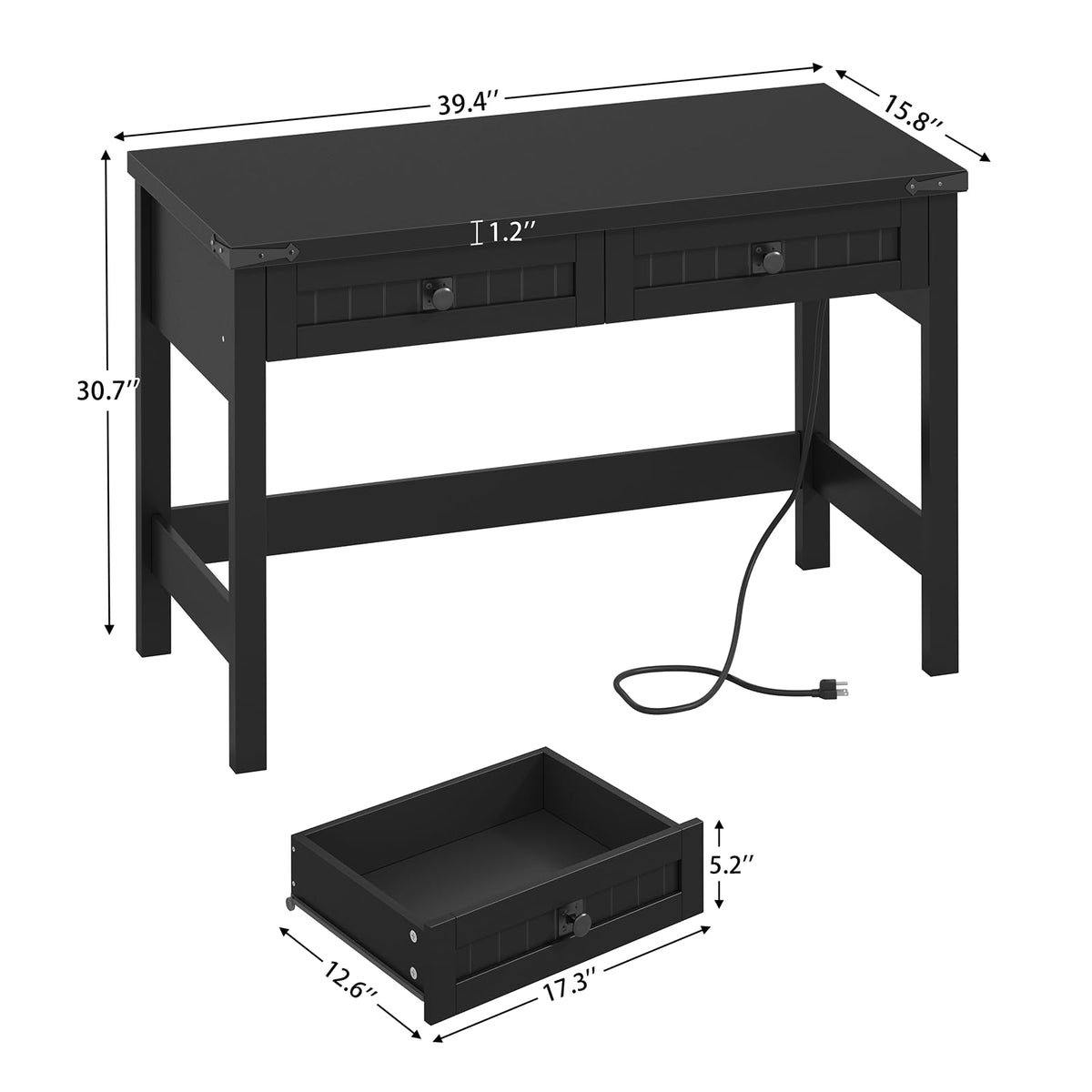 39 Inch Small Computer Desk with Drawers Q3218