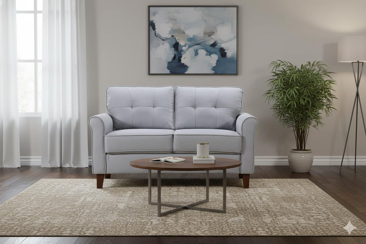 Light Gray Tufted Upholstered Loveseat Sofa H35877