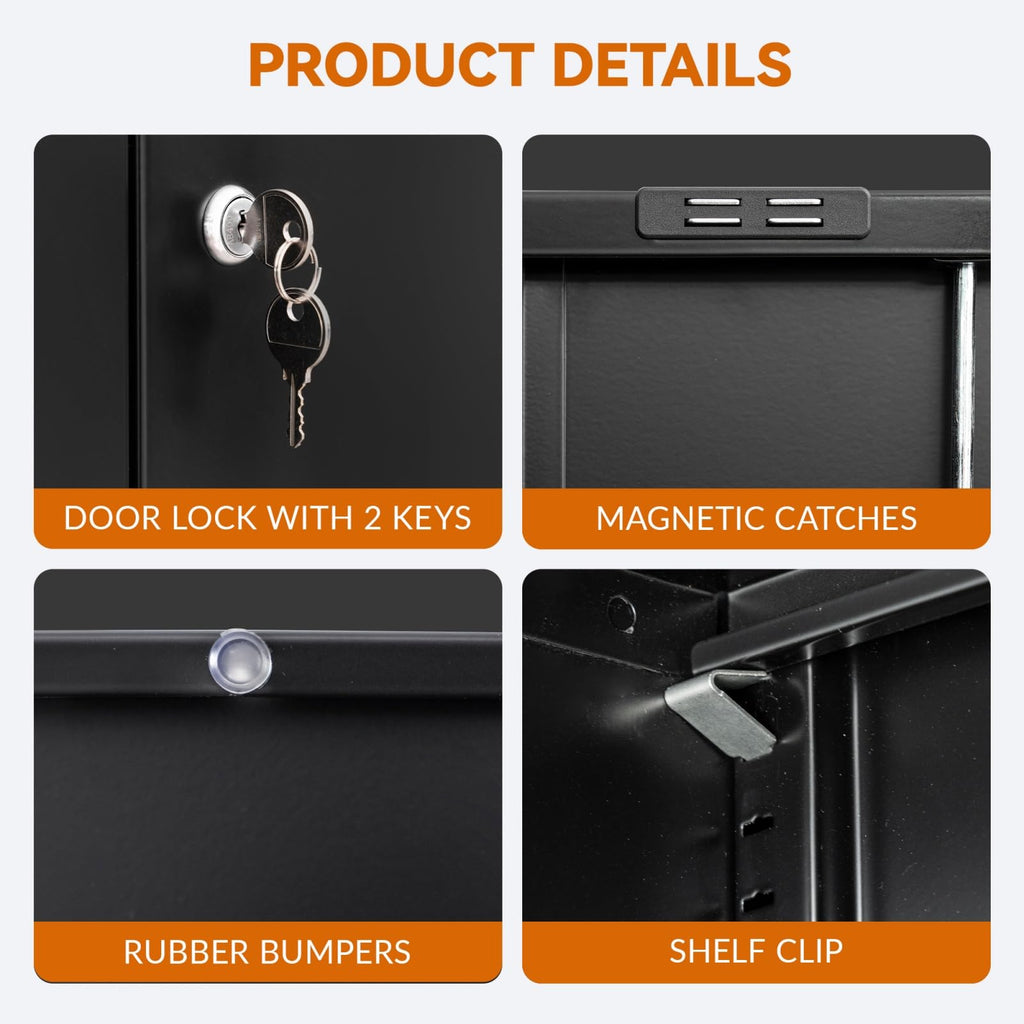 Black Metal Storage Cabinet with 2 Drawers H976143
