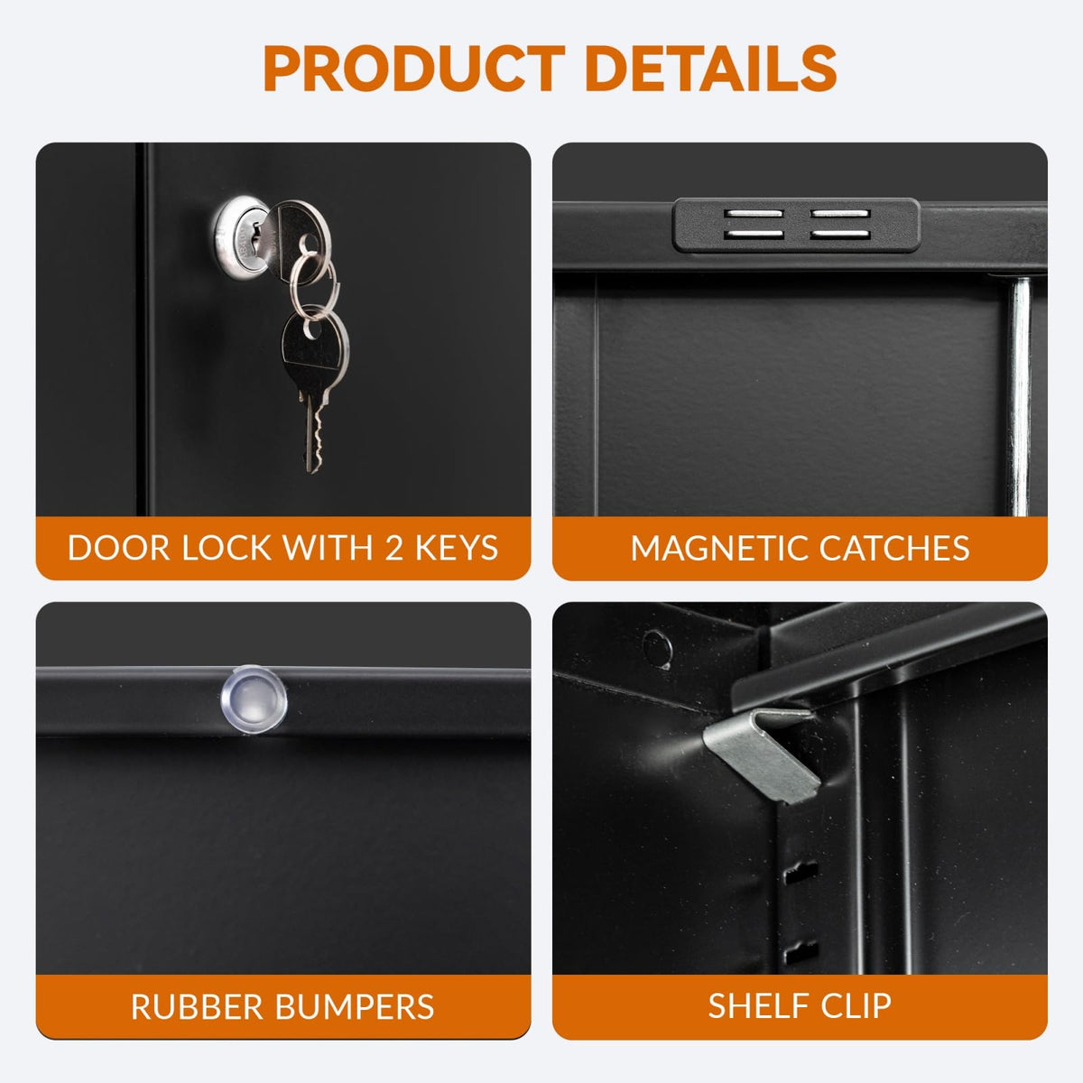 Black Metal Storage Cabinet with 2 Drawers H976143