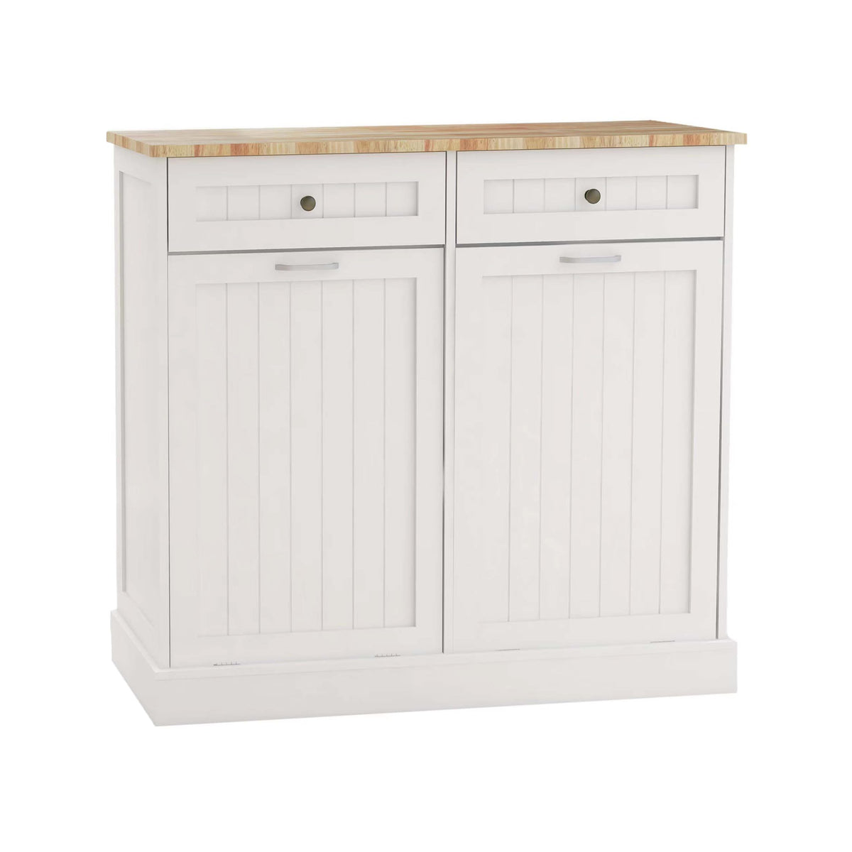 White Double Tilt Out Trash Can Cabinet with 10-Gallon Capacity J378