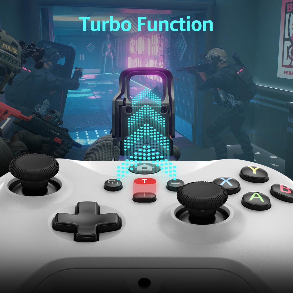 Wired Gamepad with Hall Effect Joysticks Turbo Dual Vibration 3.5mm Headphone Jack White 7.2ft H82099