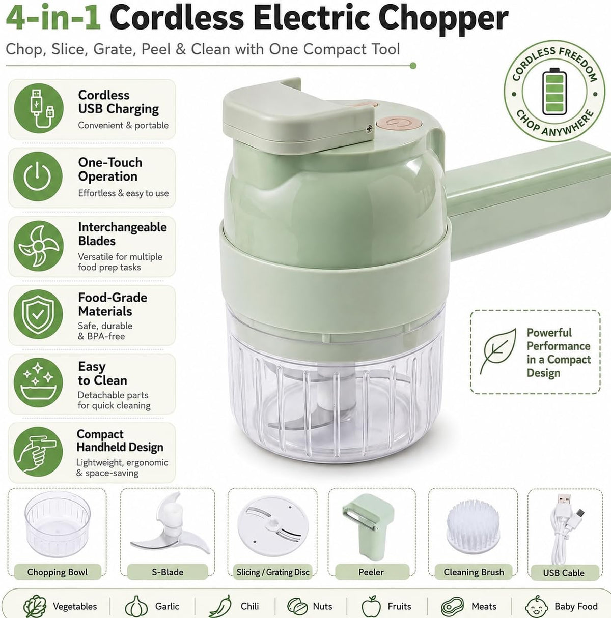 4 in 1 Handheld Electric Vegetable Chopper A86191