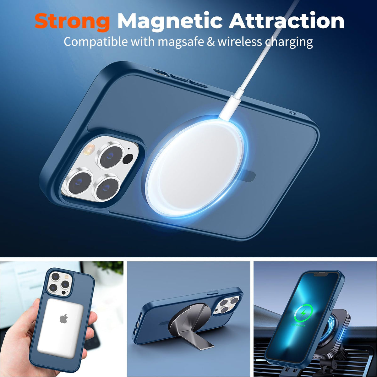 Magnetic iPhone 13 Pro Max Case Dark Blue V60442