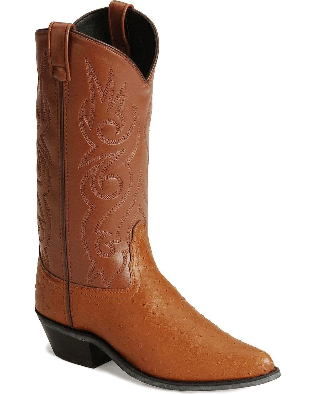 Cognac Ostrich Print Cowboy Boots F2808
