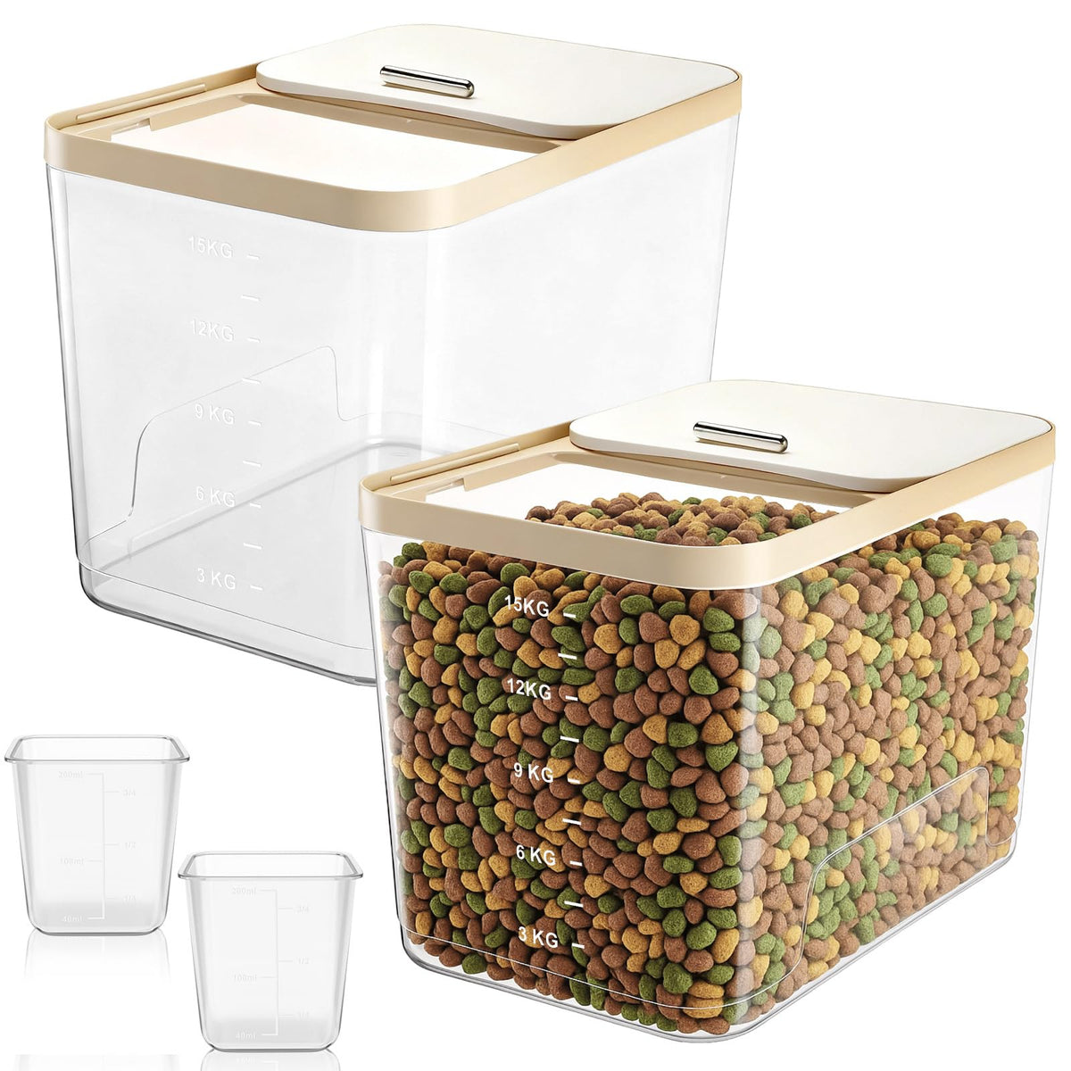 2 Pack 30 Lbs Airtight Dog Food Storage Container with Scoops G644423