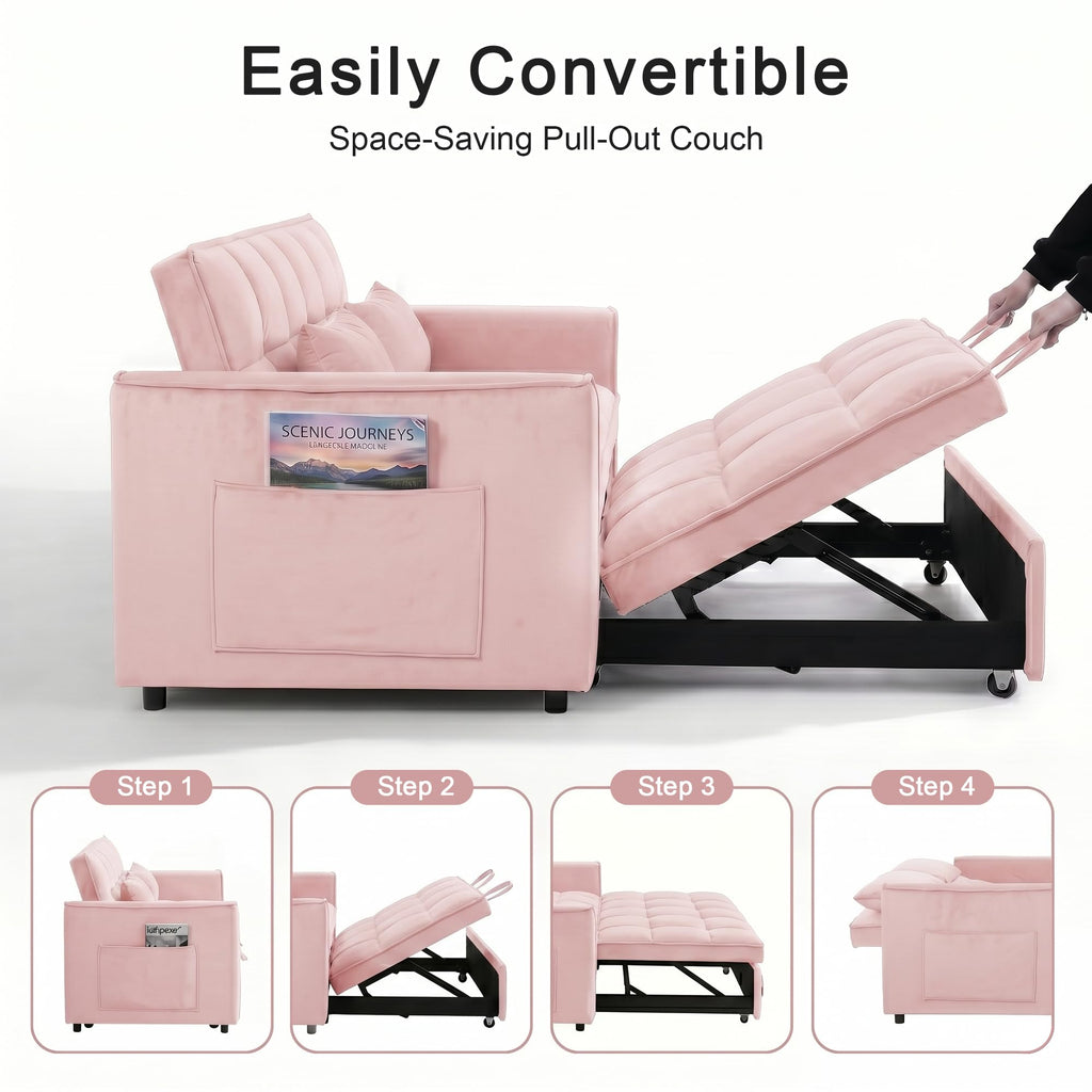 Pink Velvet 3-in-1 Sofa Bed H36875