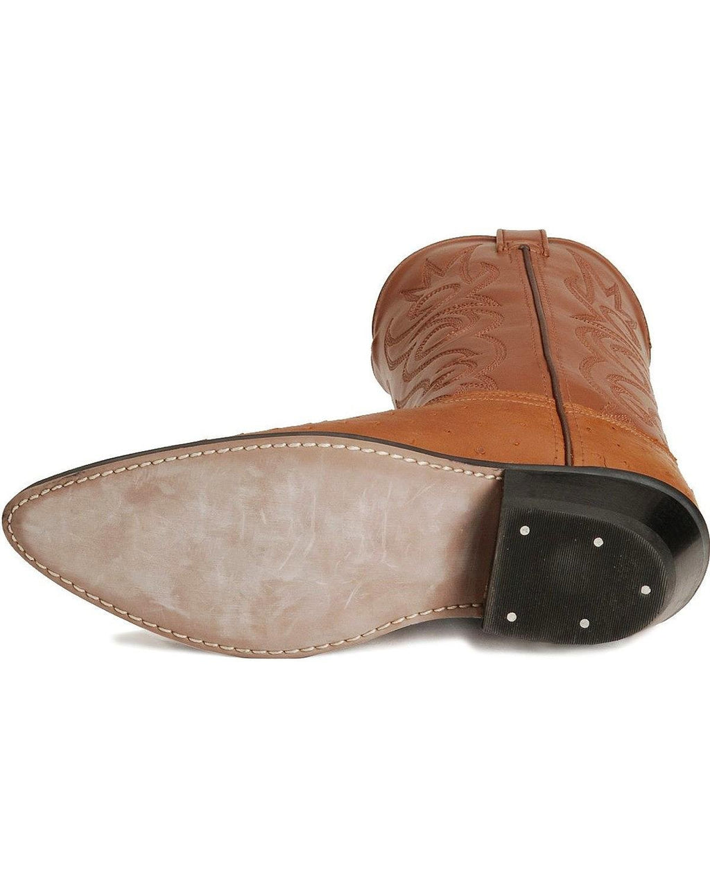 Cognac Ostrich Print Cowboy Boots F2808