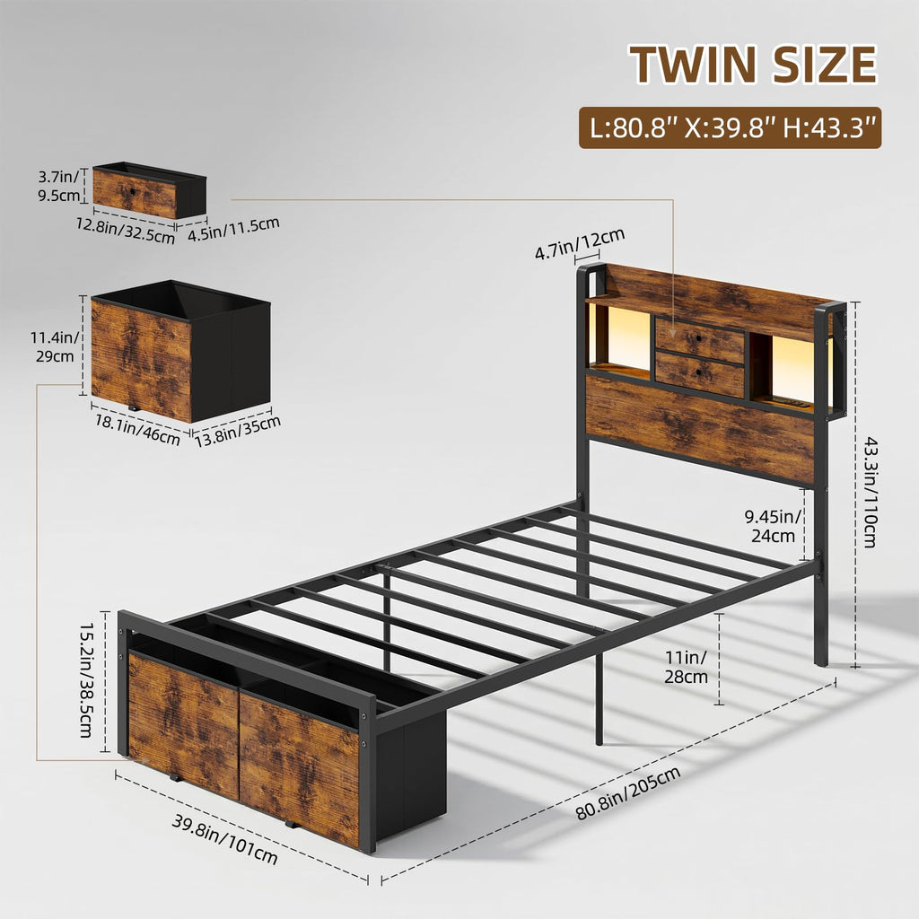 Twin Size Bed Frame with Storage Z71948