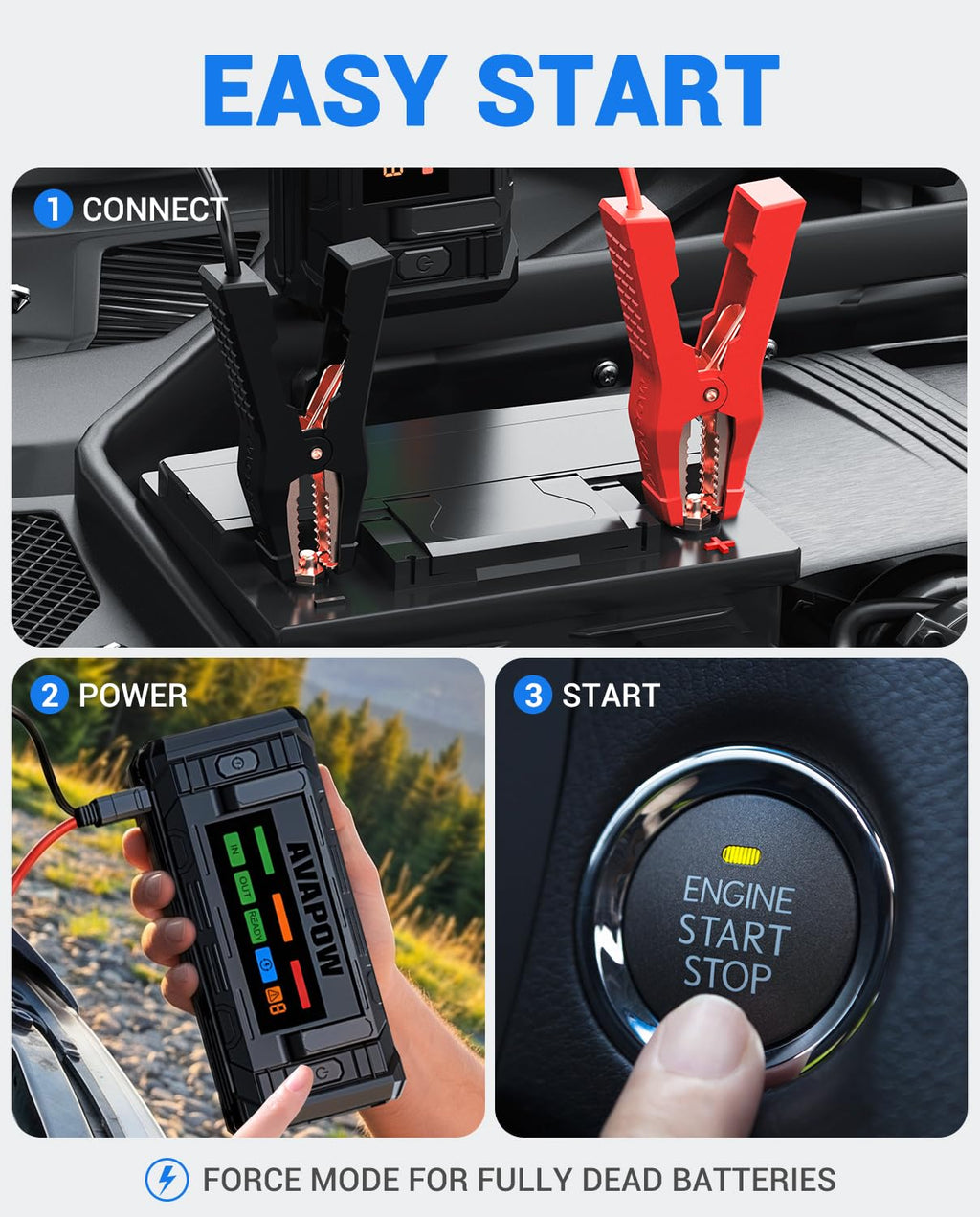 10000A Portable Battery Jumper Starter with 4" HD Display E311