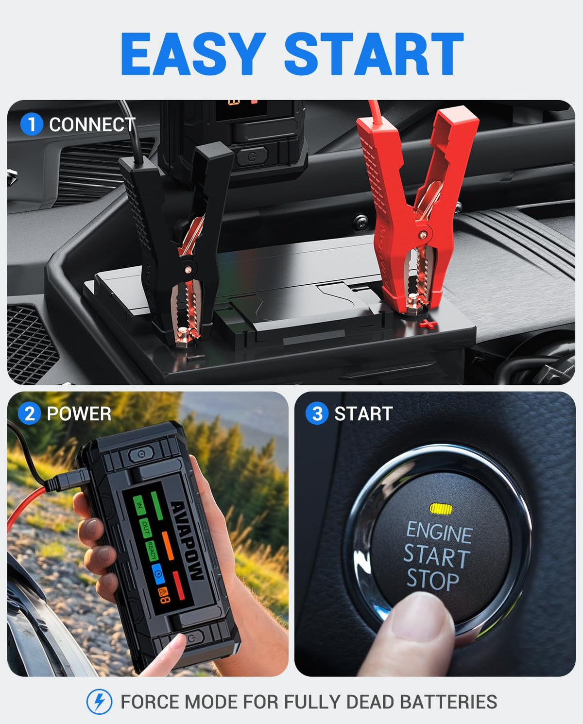 10000A Portable Battery Jumper Starter with 4" HD Display E311