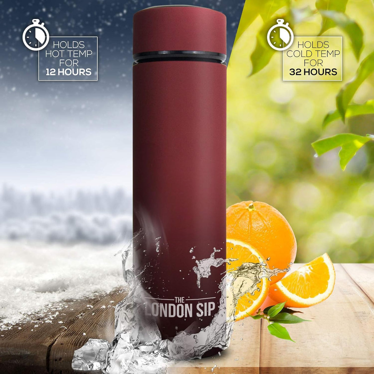 Travel Mug and Tumbler Hot and Cold Double Wall Stainless Steel Thermos, Sacred Red, Pack of 2 L104586