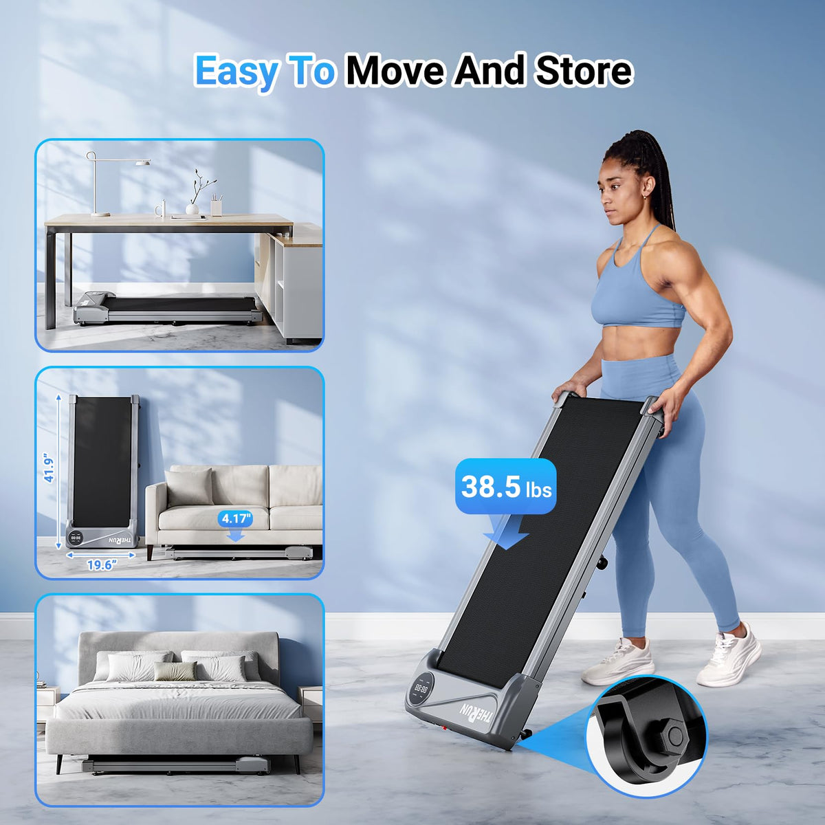Portable Mini Treadmill 2.5HP 265 lbs Weight Capacity M946