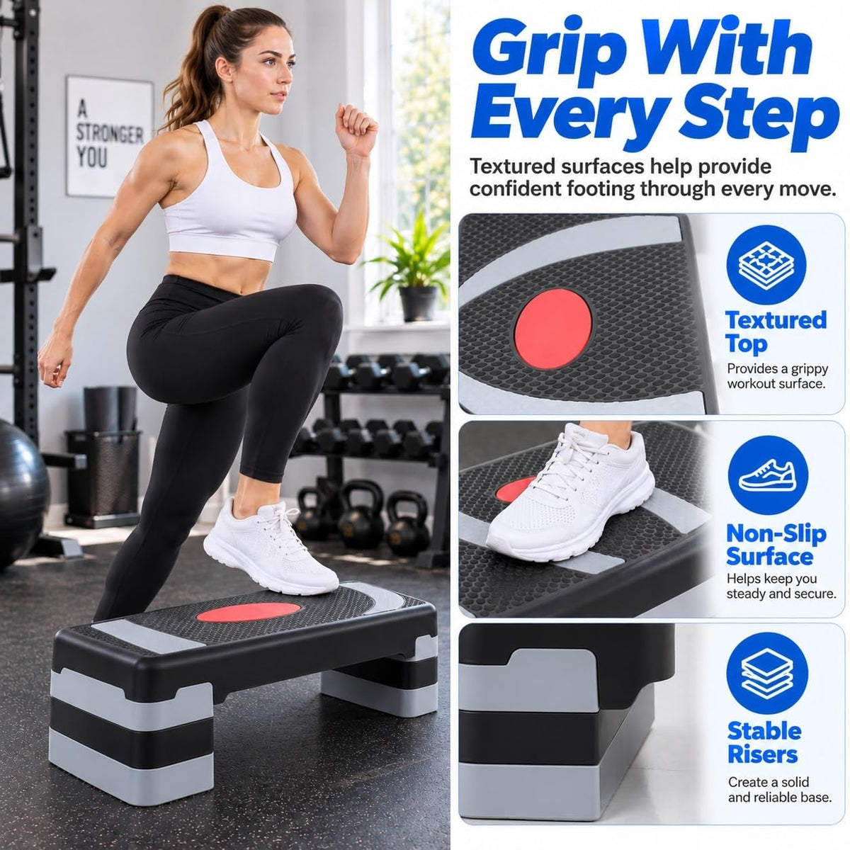 31'' Aerobic Step Platform with 4 Risers T299