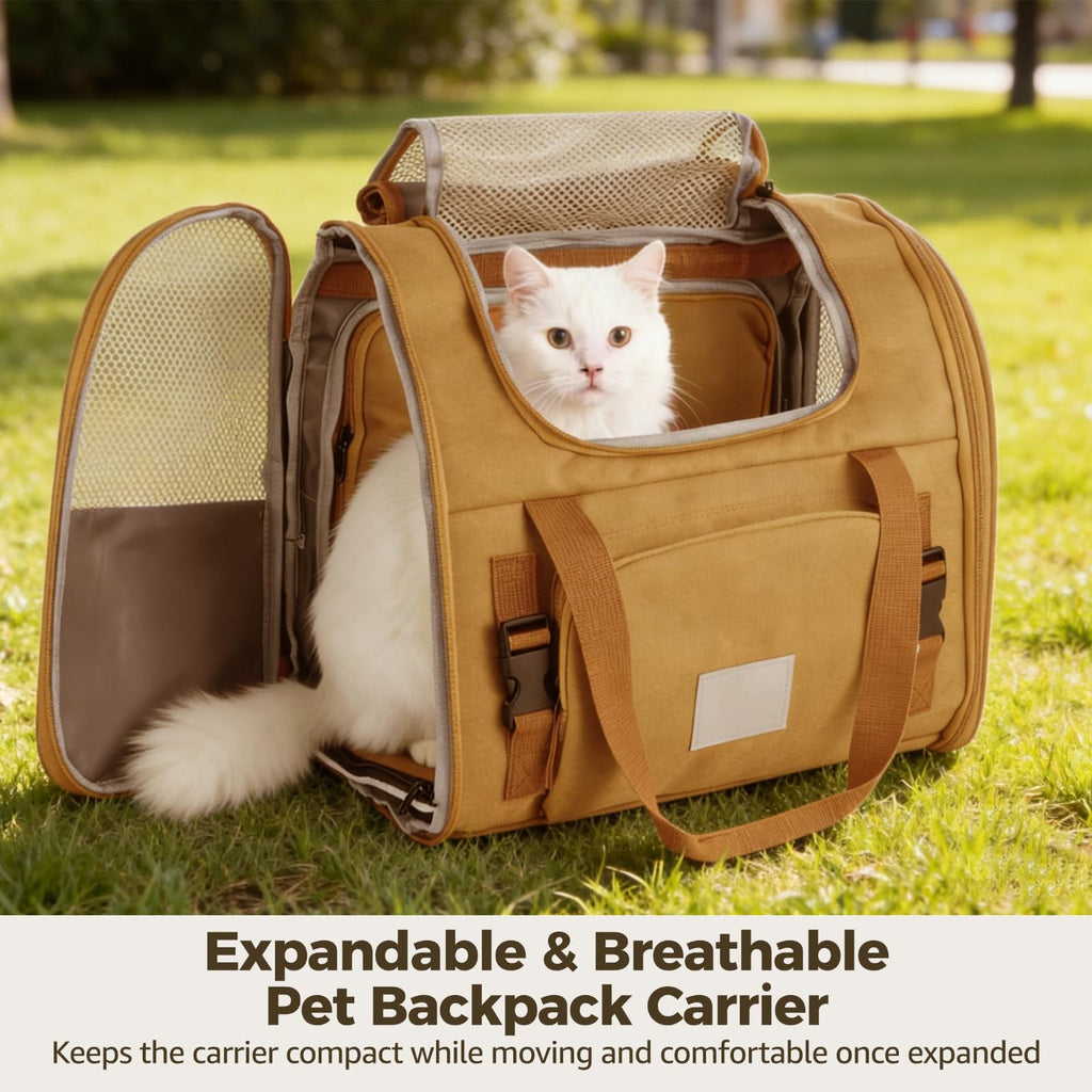 Expandable Pet Backpack Carrier with Ventilated Mesh Top S485