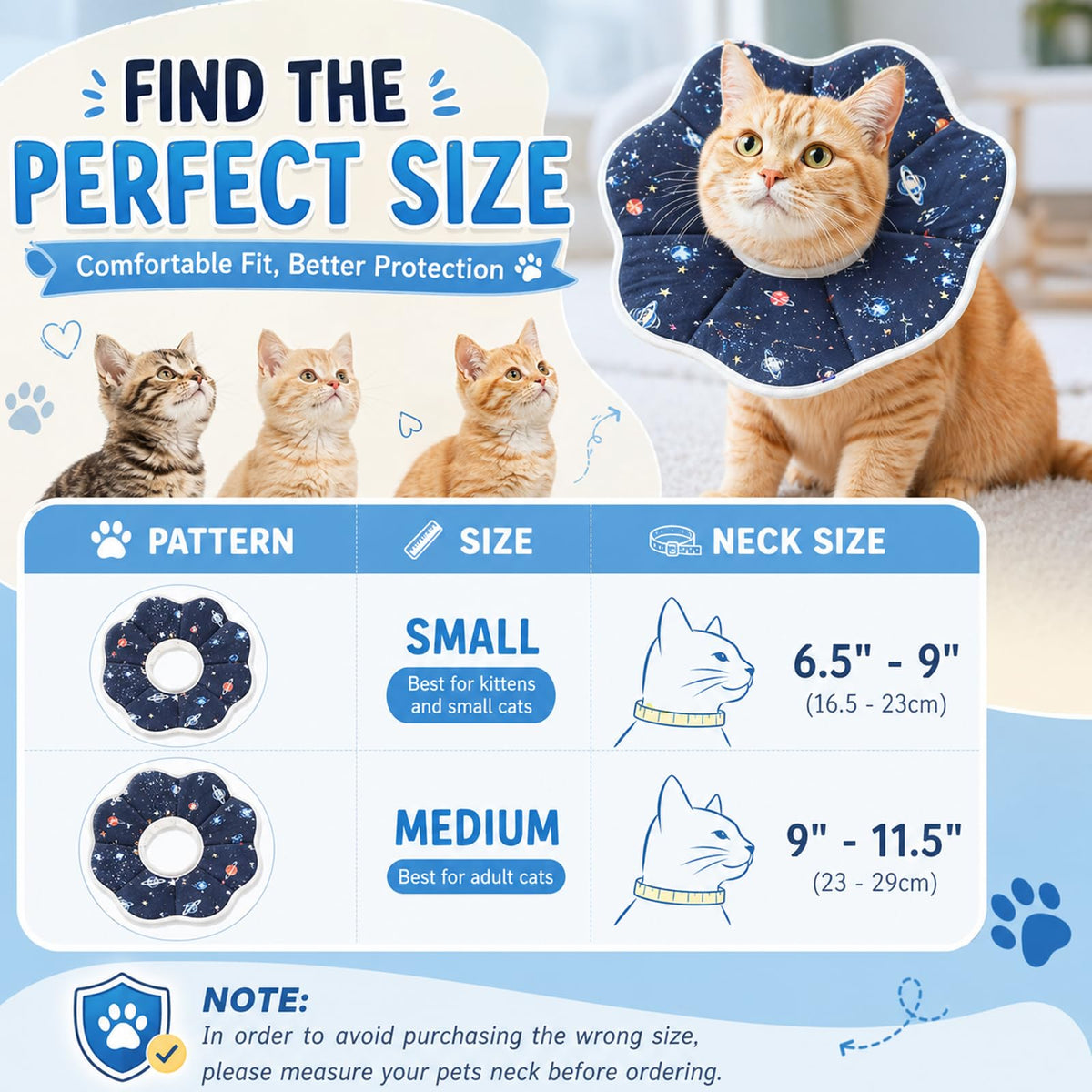 Soft Cat Recovery Cone Collar for Small Medium Cats M4040