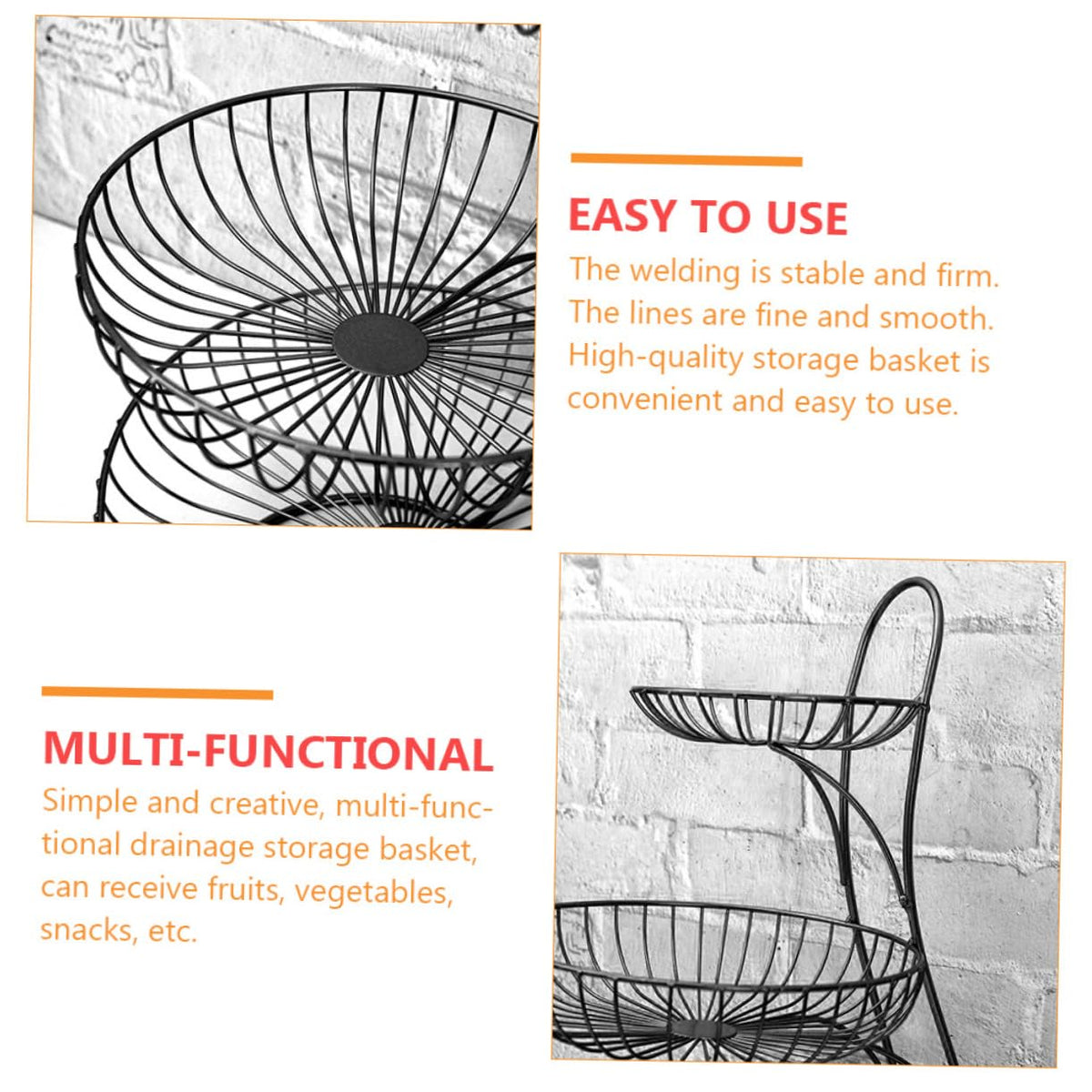 Black 3-Tier Iron Fruit Basket N463