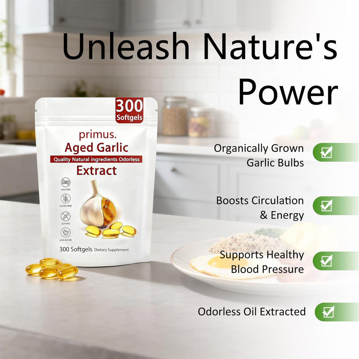Odorless Garlic Extract 300 Softgels O52907