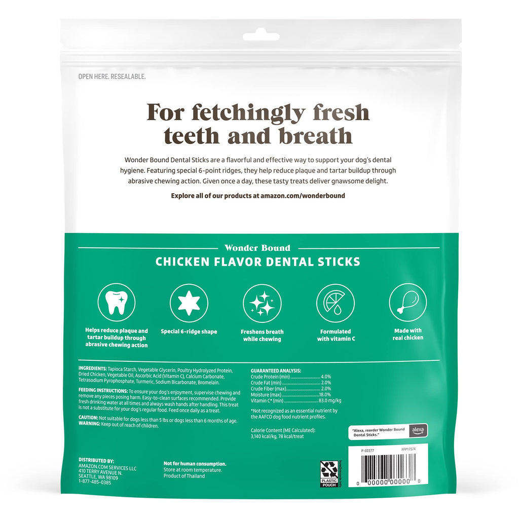 Chicken Flavor Dental Sticks for Large Dogs, 40 Count W521